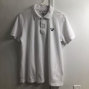 Large True Religion Logo White Polo Shirt